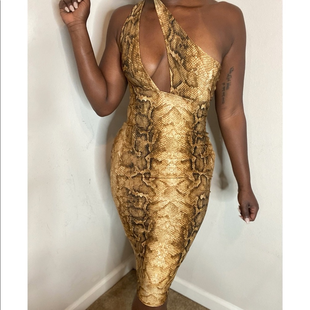 SNAKE SKIN MIDI DRESS